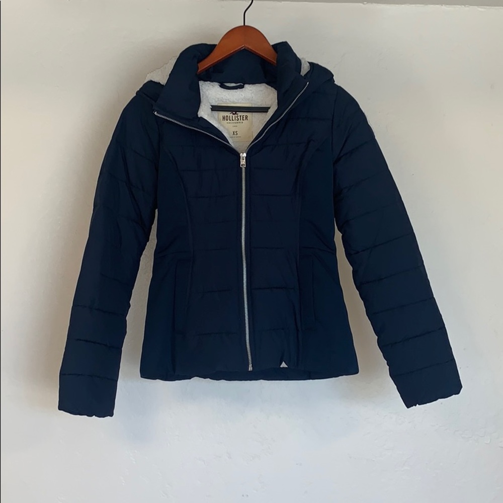 Navy Blue Hollister Fuzzy Jacket